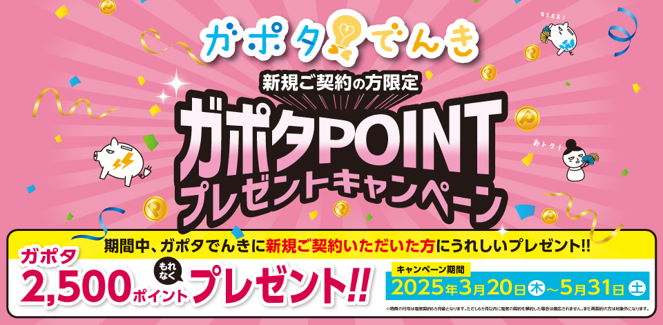 ガポタでんき新規ご契約の方限定キャンペーン